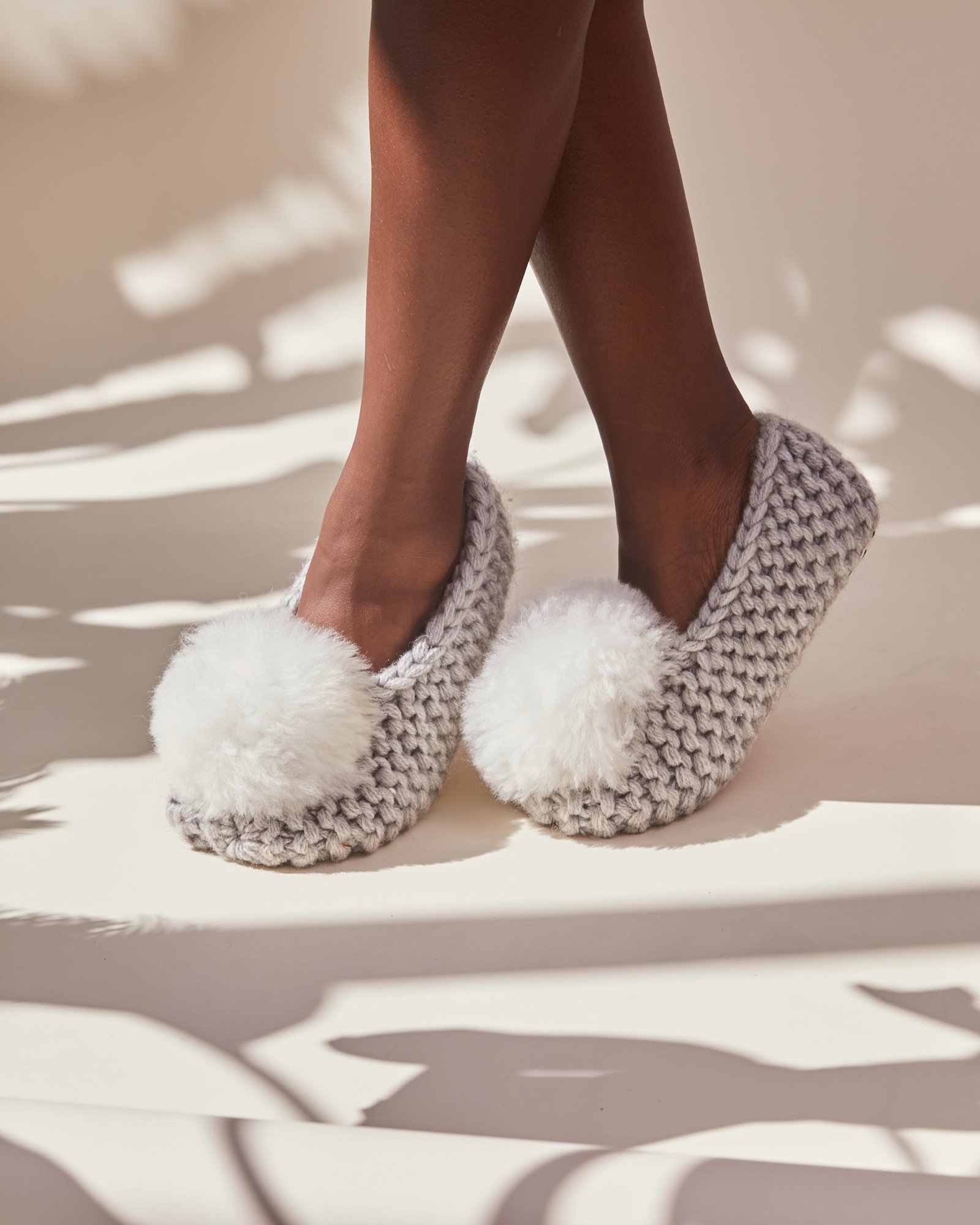 Open image in slideshow, Ballerina Pom Alpaca Slipper Grey