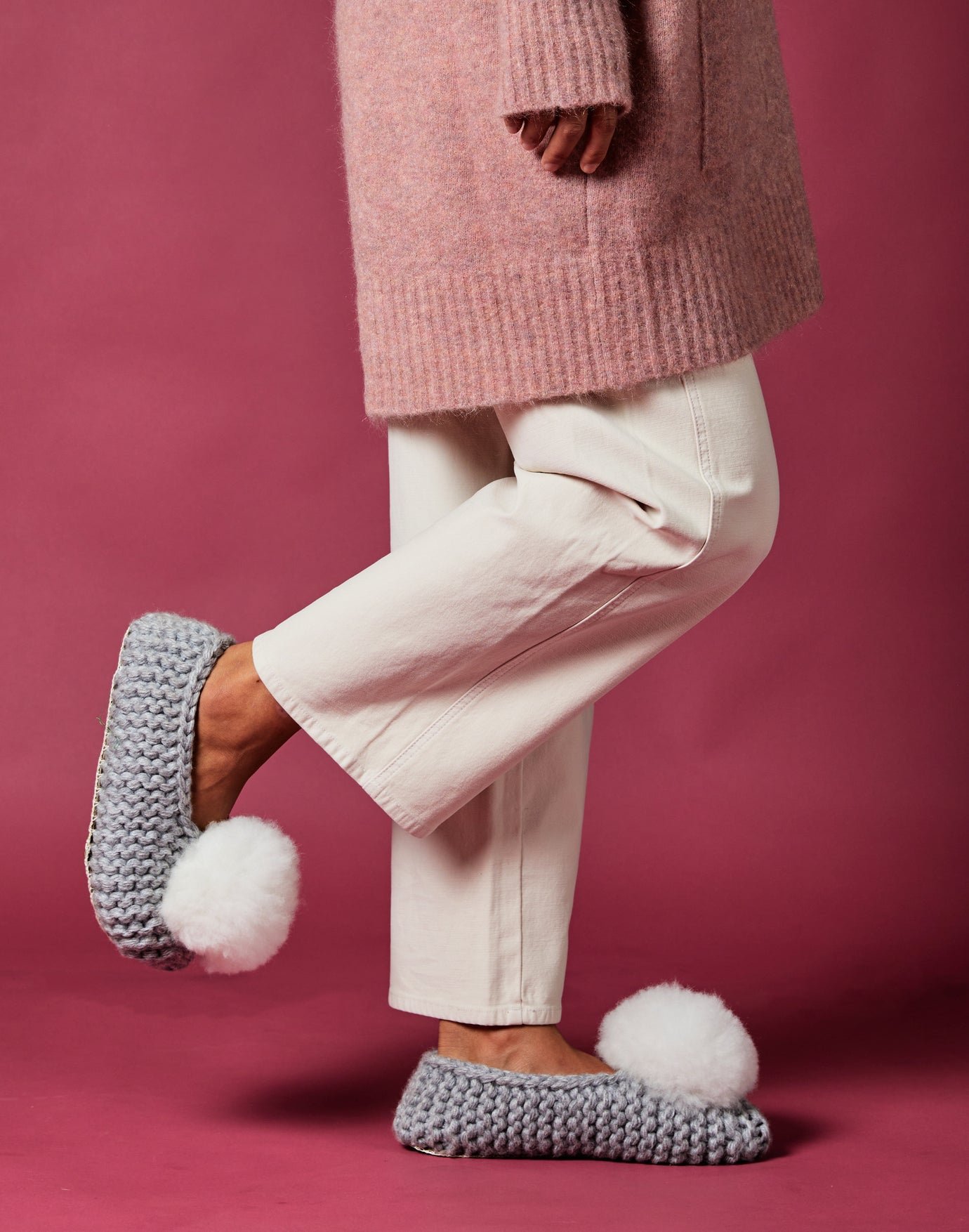 Ballerina Pom Alpaca Slipper Grey