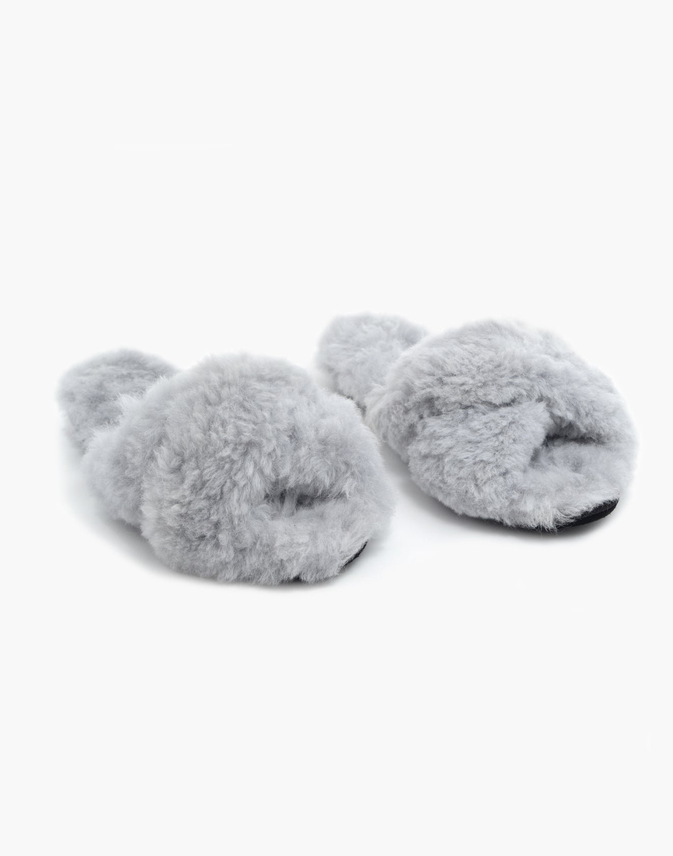Criss Cross Alpaca Slipper Grey