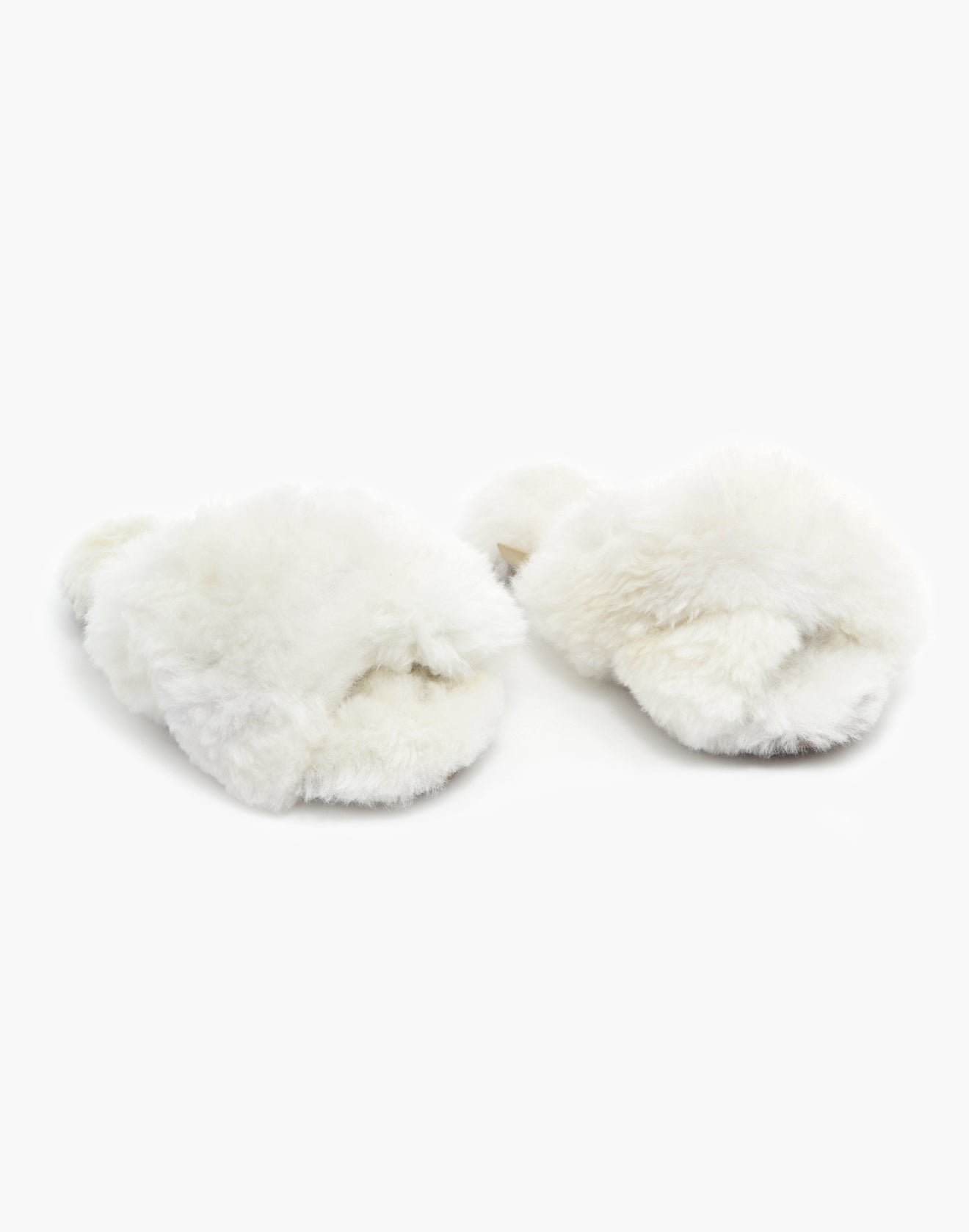 Criss Cross Alpaca Slipper White