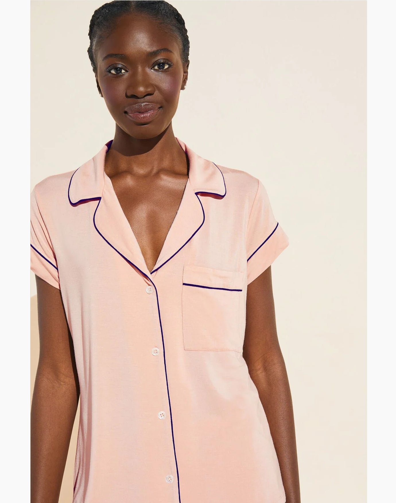 GISELE RELAXED SHORT PJ SET ROSE/ NAVY