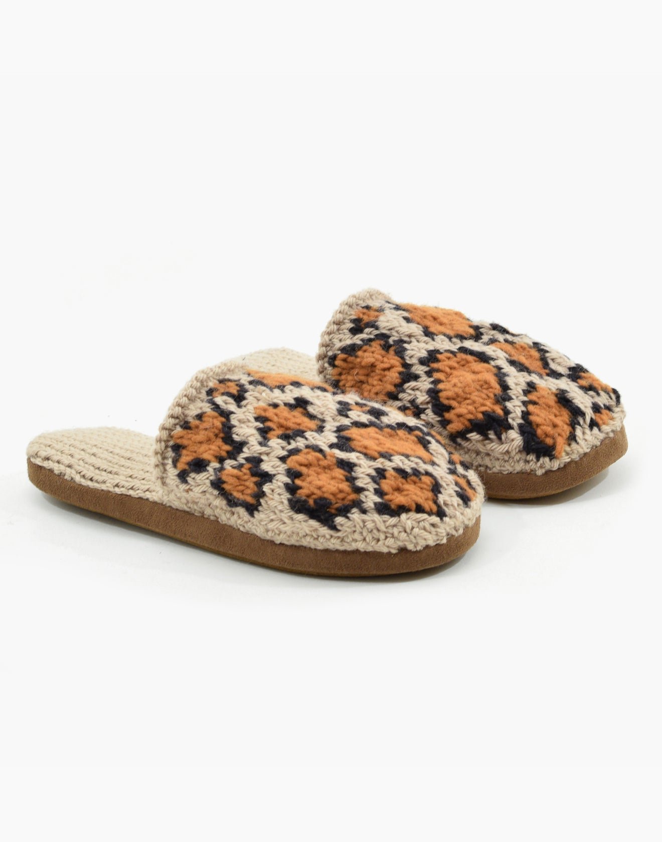 Leopard Scuff Wool Slipper Natural