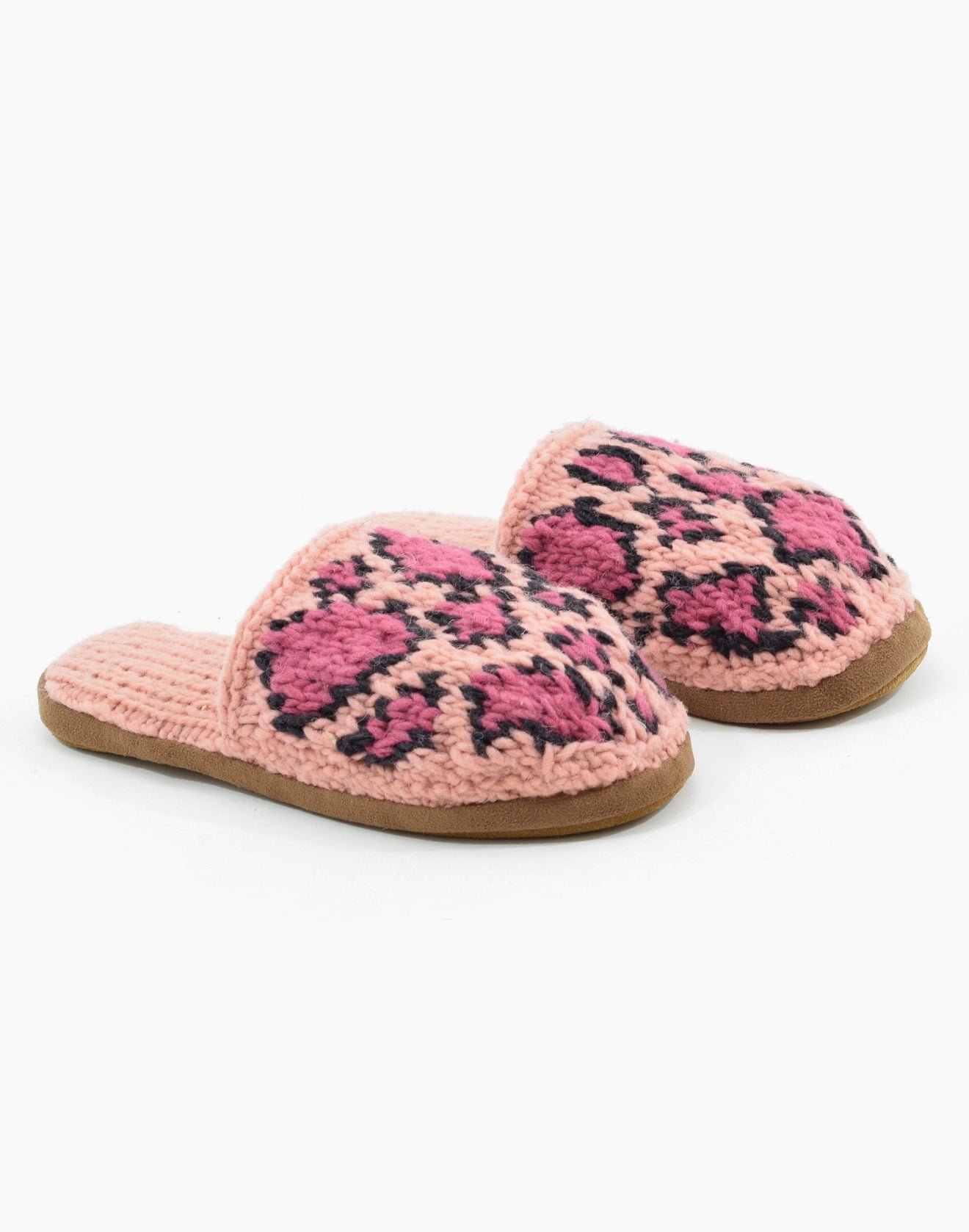 Leopard Scuff Wool Slipper Pink